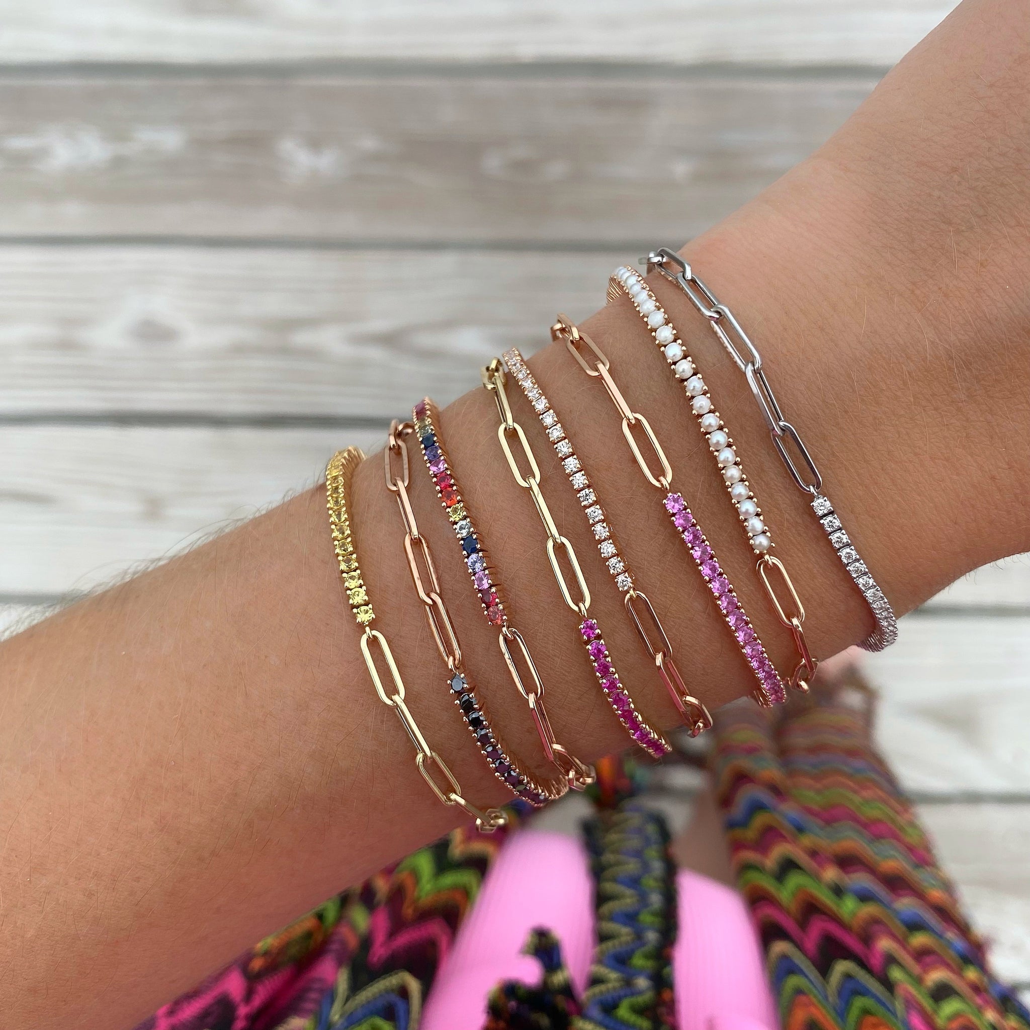 Half and Half Pearl Paperclip Bracelet