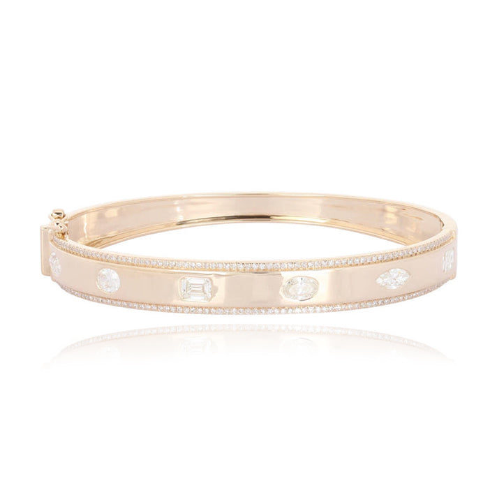 Pave Outline Multi Shape Diamond Bangle