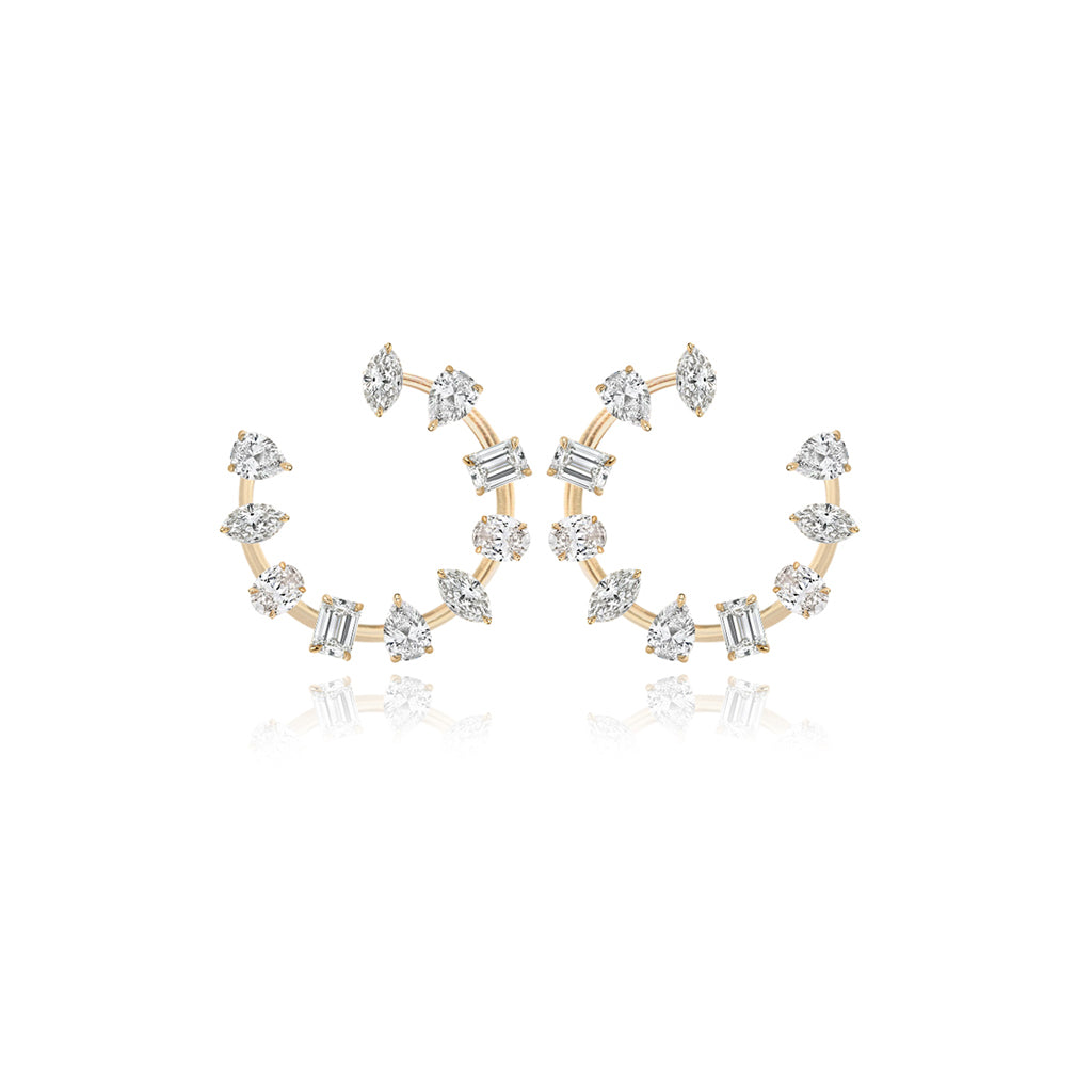 Small Multi Shape Diamond Round Swirl Earrings