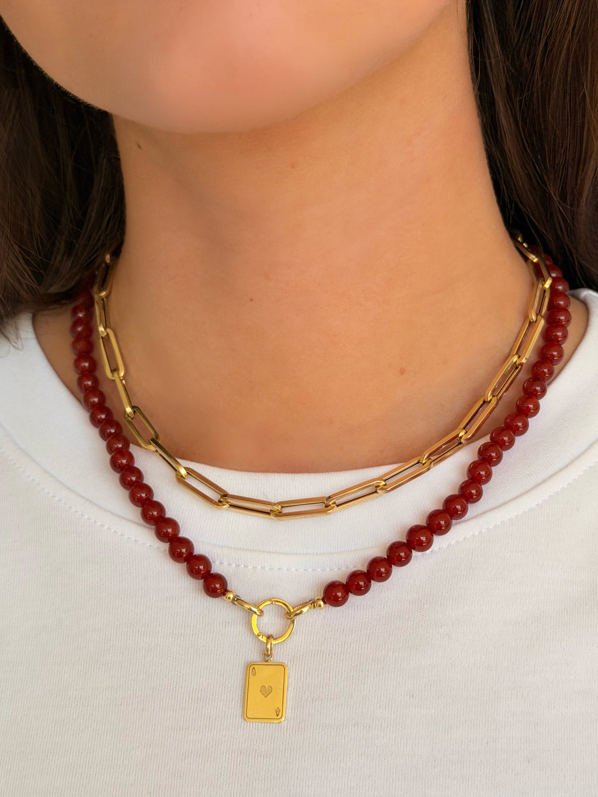 14K Large Natural Beaded Necklace